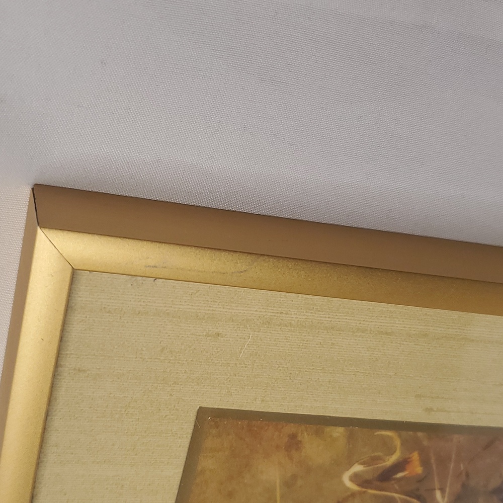 Framed Floral Art Mini Print Yellow with Gold Tone Frame - Picture 4 of 5